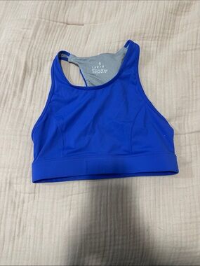 Royal Blue High-Neck Sports Bra with Supportive Band